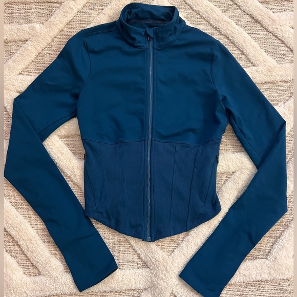 ALO Yoga Jackets & Blazers - Alo Yoga Full Zip Corset Jacket Airbrush Size Small Eclipse Blue Sold out Color